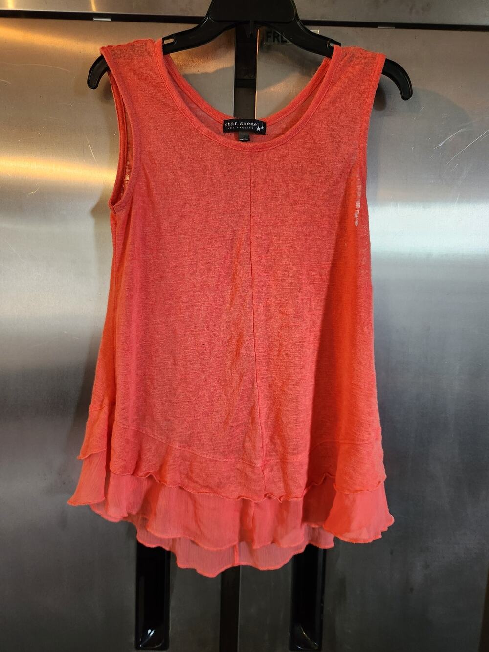 Star Scene Los Angeles Knit Tank Top Women's Size Large Coral